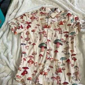SHEIN graphic women’s button up mushroom pattern